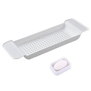 Expendable Bath Tub Caddy Tray Dish Holder Set Shelf Organizer